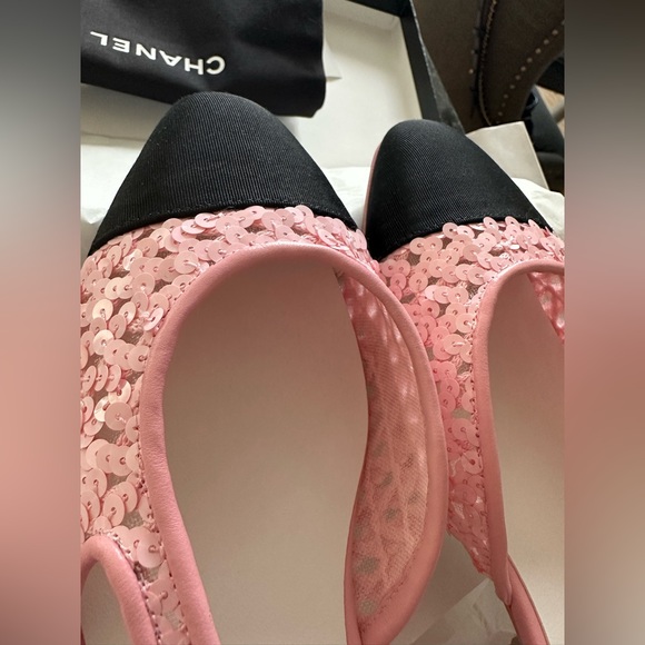 (Sold) Chanel slingbacks glitter pink and black 38 new - Picture 9 of 10